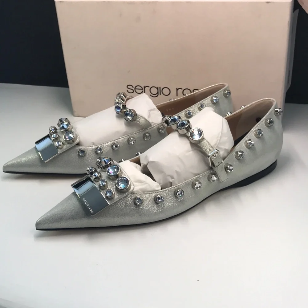 Sergio Rossi Silver Embellished Women's Shoes
